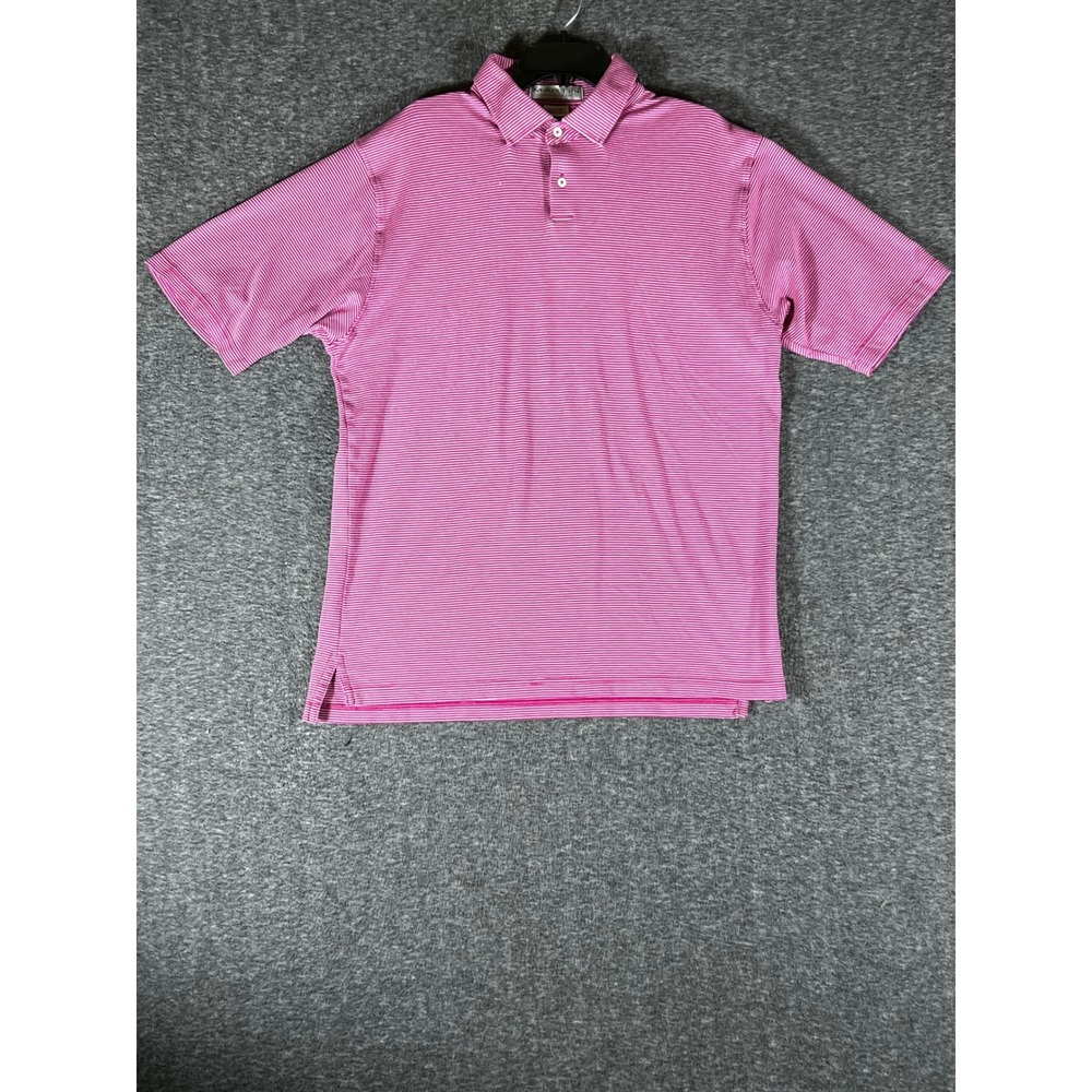 Martin Mens XL Pink White Striped Pima Cotton Short Sleeve Golf Polo Shirt